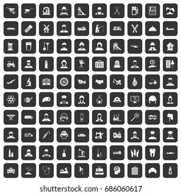 100 job icons set in black color isolated vector illustration