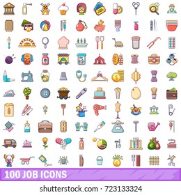 100 job icons set in cartoon style for any design vector illustration