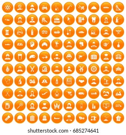 100 job icons set orange