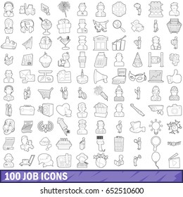 100 job icons set in outline style for any design vector illustration