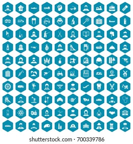 100 job icons set in sapphirine hexagon isolated vector illustration