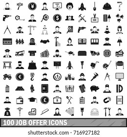 100 job offer icons set in simple style for any design vector illustration