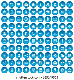 100 journalist icons set blue