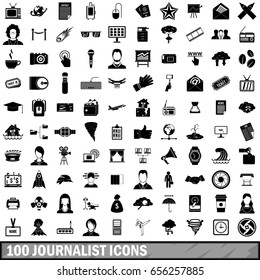 100 journalist icons set in simple style for any design vector illustration