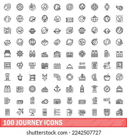 100 journey icons set. Outline illustration of 100 journey icons vector set isolated on white background