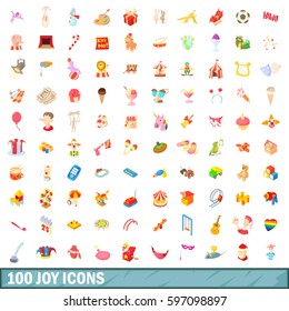 100 joy icons set in cartoon style for any design vector illustration
