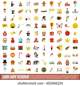 100 joy icons set in flat style for any design vector illustration
