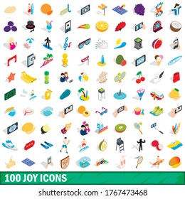 100 iconos de alegría ajustados en estilo 3d isométrico para cualquier ilustración vectorial de diseño