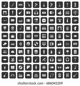 100 karaoke icons set in black color isolated vector illustration
