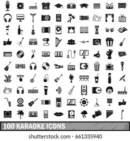 100 karaoke icons set in simple style for any design vector illustration