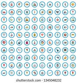 100 kids icons set in cartoon style for any design vector illustration