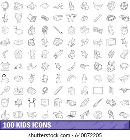 100 kids icons set in outline style for any design vector illustration
