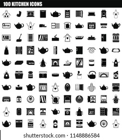 100 kitchen icon set. Simple set of 100 kitchen vector icons for web design isolated on white background