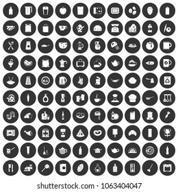 100 kitchen icons set in simple style white on black circle color isolated on white background vector illustration