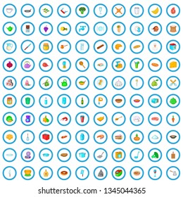 100 kitchen utensils icons set in cartoon style for any design vector illustration