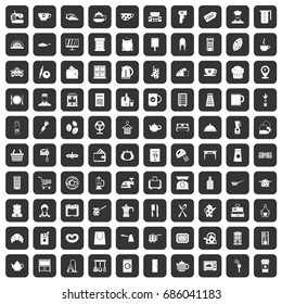 100 kitchen utensils icons set in black color isolated vector illustration