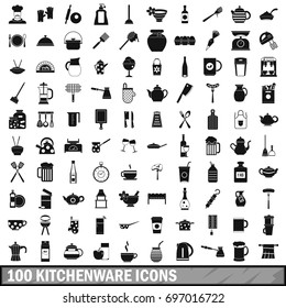 100 kitchenware icons set in simple style for any design vector illustration