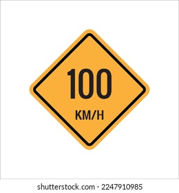 100 km Maximum Speed limit sign icon on white background vector illustration.