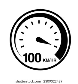 100 km per hour speedometer icon vector illustration eps