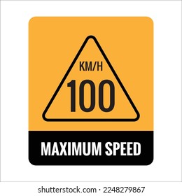 100 kmh Isolated Road Maximum Speed limit sign icon on white background vector illustration.