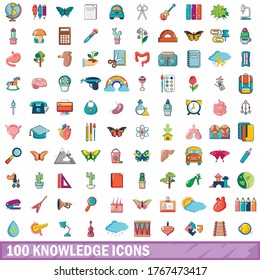 100 iconos de conocimiento establecidos en estilo de dibujos animados para cualquier ilustración vectorial de diseño