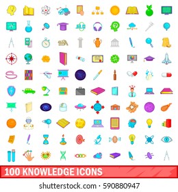 100 knowledge icons set in cartoon style for any design vector illustration