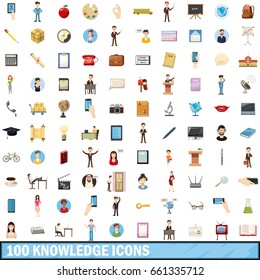 100 knowledge icons set in cartoon style for any design vector illustration