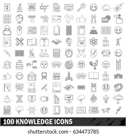 100 knowledge icons set in outline style for any design vector illustration