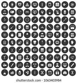 100 lab icons set in simple style white on black circle color isolated on white background vector illustration