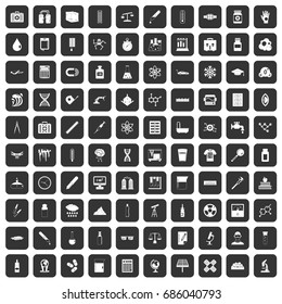 100 laboratory icons set in black color isolated vector illustration