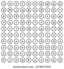 100 laboratory icons set. Outline illustration of 100 laboratory icons vector set isolated on white background