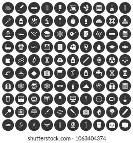 100 laboratory icons set in simple style white on black circle color isolated on white background vector illustration