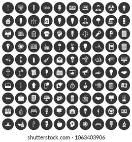 100 lamp icons set in simple style white on black circle color isolated on white background vector illustration