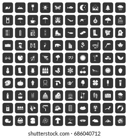 100 landscape icons set in black color isolated vector illustration