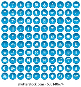 100 landscape icons set blue