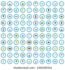 100 landscape icons set in flat style for any design vector illustration