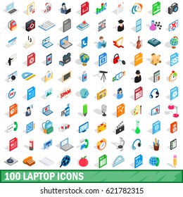 100 laptop icons set in isometric 3d style for any design vector illustration