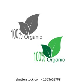 100 % con plantilla de ilustración de logotipo de icono de hoja