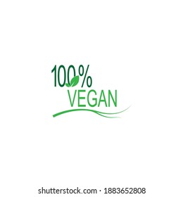 100 % with leaf icon logo design illustration template