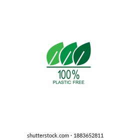 100 % with leaf icon logo design illustration template