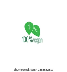 100 % with leaf icon logo design illustration template
