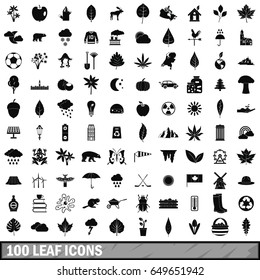 100 leaf icons set in simple style for any design vector illustration