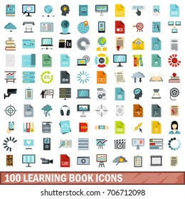 100 learning book icons set in flat style for any design vector illustration
