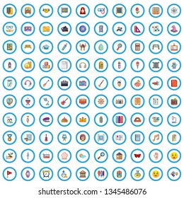 100 learning icons set. Cartoon illustration of 100 learning vector icons isolated on white background