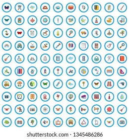 100 learning kids icons set in cartoon style for any design vector illustration