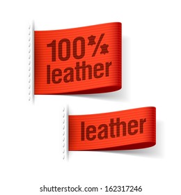 100% leather product clothing labels. Vector.