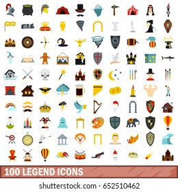 100 legend icons set in flat style for any design vector illustration