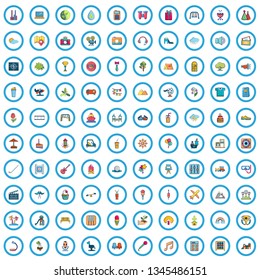 100 leisure activity icons set in cartoon style for any design vector illustration