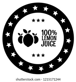 100% lemon juice premium quality emblem, label, badge, logo, icon. premium quality package label. vintage stamp. designed for lemon juice products.label with lemon icon