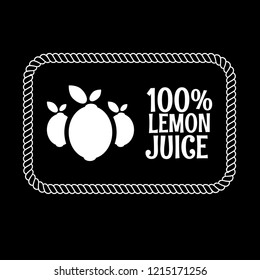 100% lemon juice premium quality emblem, label, badge, logo, icon. premium quality package label. vintage stamp. designed for lemon juice products.label with lemon icon